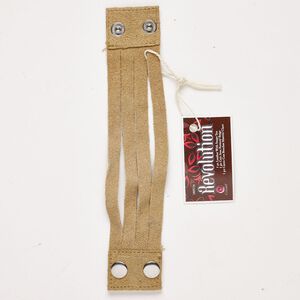 Leather / steel 1pkg1, bracelet / snap closure tan / silver-finished 8 inch / 39mm wide