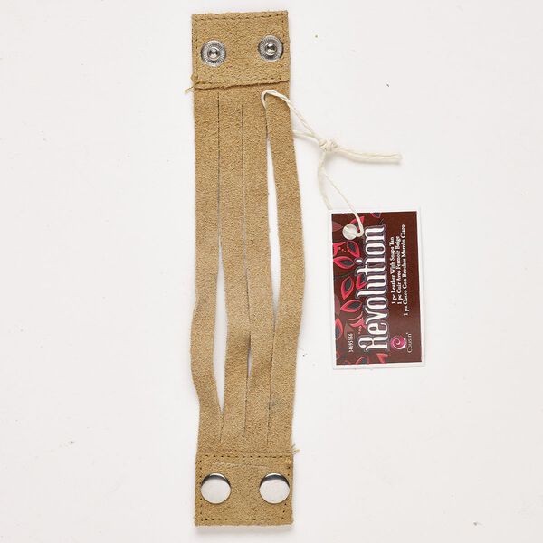 Leather / steel 1pkg1, bracelet / snap closure tan / silver-finished 8 inch / 39mm wide image number 0