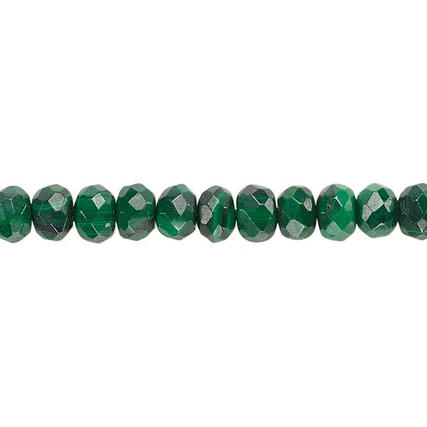 Malachite 1pkg1, faceted rondelle bead natural 8 inch 6x4mm image number 0