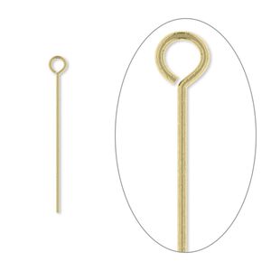 Eye pin, antique silver-plated brass, 1 inch, 24 gauge. Sold per pkg of 100.