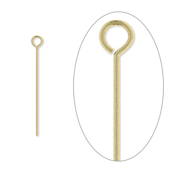 Eye pin, antique silver-plated brass, 1 inch, 24 gauge. Sold per pkg of 100. image number 0