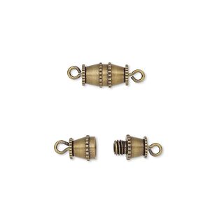 Clasp, barrel, antique gold-plated brass, 10x5mm. Sold per pkg of 10.