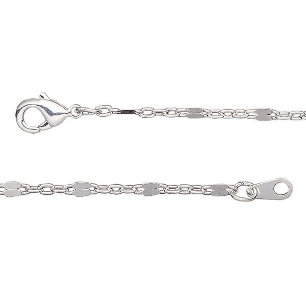 Chain, silver-plated brass, 2.4mm mirror, 18 inches with lobster claw clasp. Sold individually. image number 0