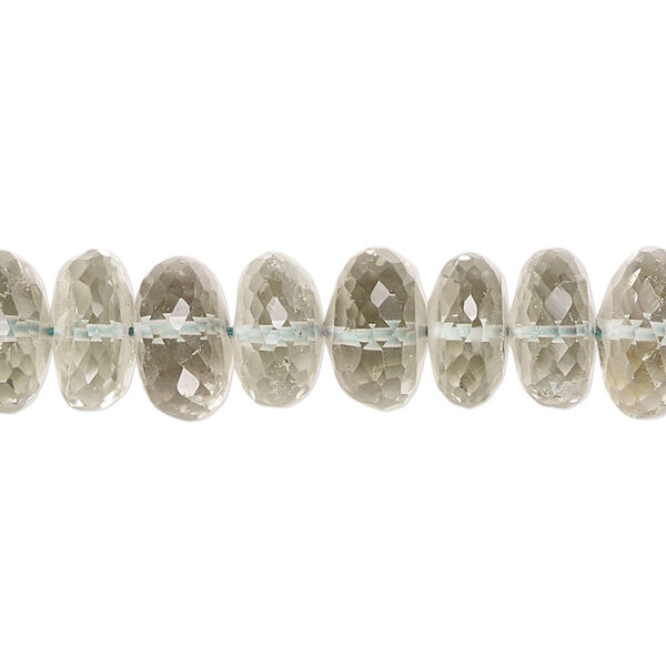 Green quartz 1pkg1, hand-cut micro-faceted rondelle bead B+ grade, 9 inch 10x5mm-12x9mm image number 0