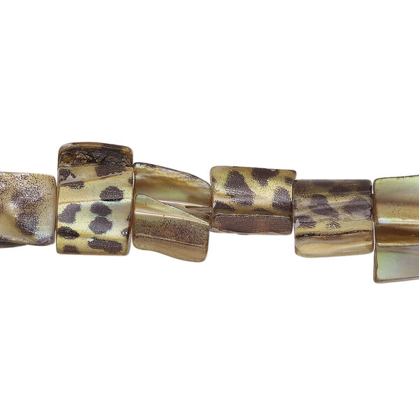 Mother-of-pearl shell 1pkg1, triangle tube bead 14 inch gold / black 7x6mm-14x8mm image number 0