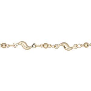 Chain 1pkg1 S-bar, 4mm / 2.5mm ball, gold-finished brass 5 foot unfinished