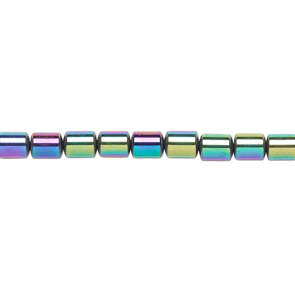 Bead, Hemalyke™ (man-made), rainbow, 5x4mm round tube. Sold per 15-1/2" to 16" strand. image number 0