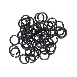 Jump ring, electro-coated brass, black, 6mm round, 4.4mm inside diameter, 20 gauge. Sold per pkg of 50.