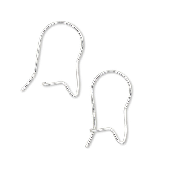 Ear wire, sterling silver-filled, 19mm straight kidney with open loop, 21 gauge. Sold per pkg of 5 pairs. image number 0