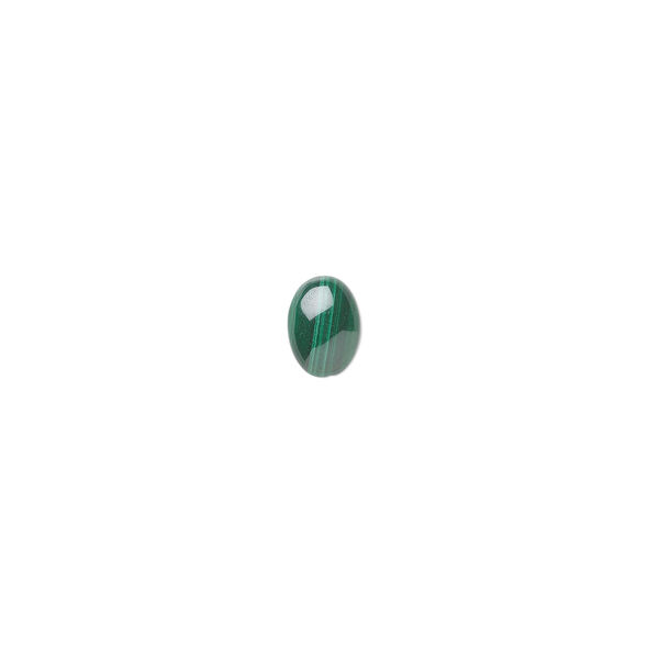 Cabochon, malachite (natural), 7x5mm calibrated oval, B grade, Mohs hardness 3-1/2 to 4. Sold per pkg of 6. image number 0