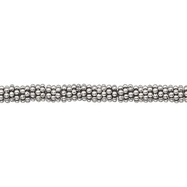Bead, antiqued sterling silver, 4x1mm beaded rondelle. Sold per 1/4 troy ounce pkg, approximately 75-80 beads. image number 0