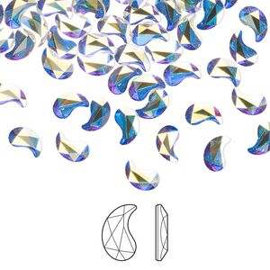 Flat back 24pk crystal AB foil back, Crystal Passions® 6x3.7mm paisley x 2364