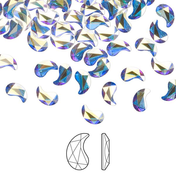 Flat back 24pk crystal AB foil back, Crystal Passions® 6x3.7mm paisley x 2364 image number 0
