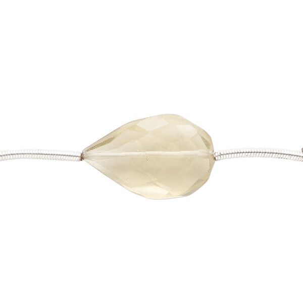 Smoky quartz 1pkg6, hand-cut faceted puffed teardrop bead 18x13mm-22x17mm image number 0