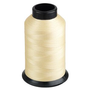 Thread, Nymo®, nylon, light tan, size B. Sold per 3-ounce spool.