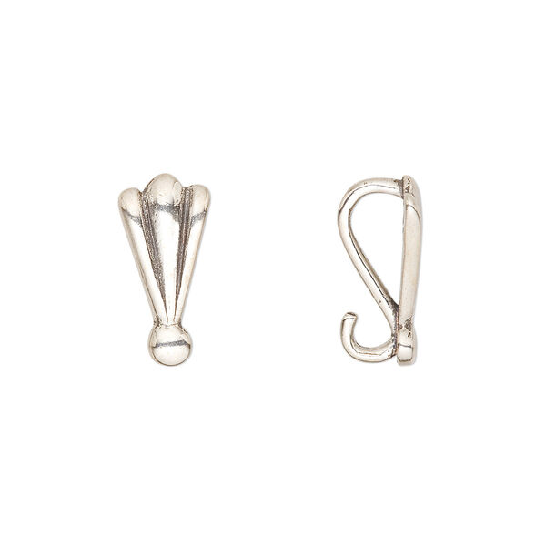 Bail, pendant, antiqued sterling silver, 16x7mm with fluted design and hidden loop. Sold individually. image number 0