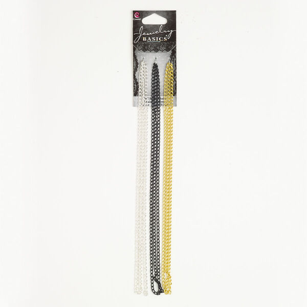 Chain assortment steel 1pk 2.1mm cable, mixed finish 19 inch image number 0