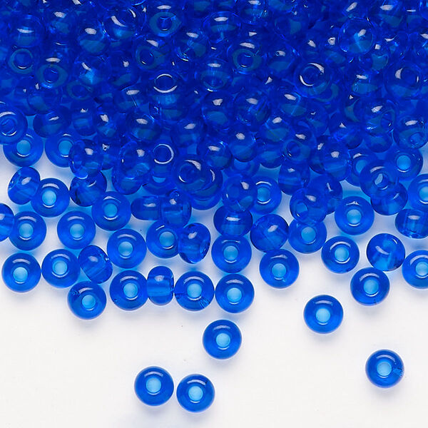 Seed bead, Preciosa Ornela Czech glass, pkg/500g, #6 rocaille, transparent sapphire blue, (60300). image number 0