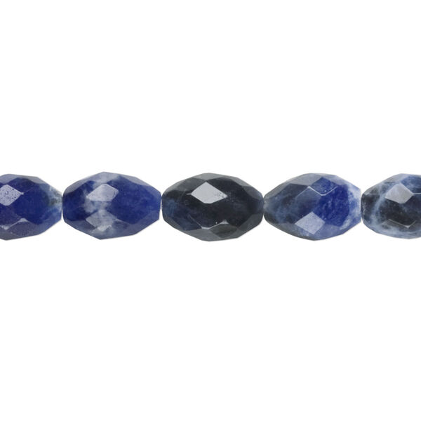 Bead, sodalite (natural), 10x7mm faceted oval, B grade, Mohs hardness 5 to 6. Sold per 15-1/2" to 16" strand. image number 0