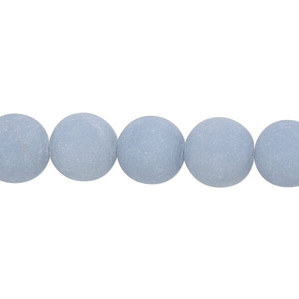 Angelite 1pkg1, matte round bead natural 8 inch 10mm image number 0