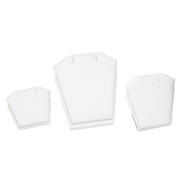 Display, pendant / earring, leatherette, white, assorted sizes. Sold per set of 3. image number 0