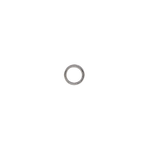 Jump ring, gunmetal-plated brass, 6mm soldered round, 4.5mm inside diameter, 20 gauge. Sold per pkg of 100. image number 0
