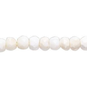 White opal 1pkg1, hand-cut faceted rondelle / round bead natural 14 inch 7x5mm / 7mm