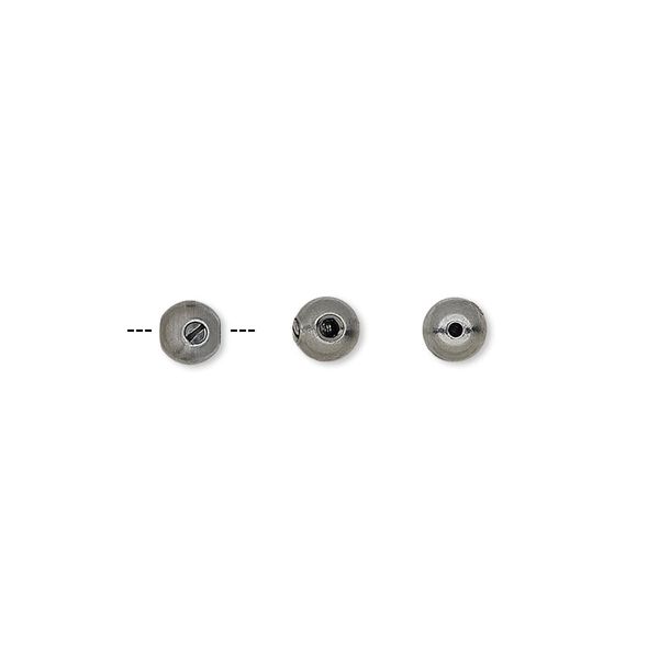Crimp, Screw-Tite Crimps™, gunmetal-plated copper, 4mm round, for wire up to 0.024 inches. Sold per pkg of 12. image number 0