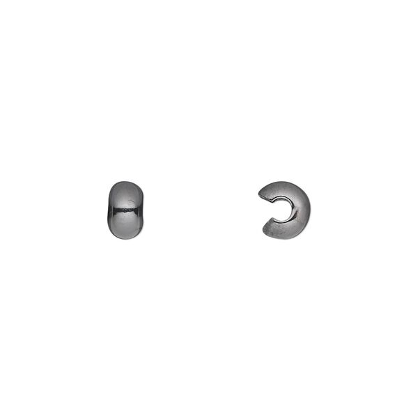 Crimp cover, gunmetal-plated brass, 5mm round. Sold per pkg of 500. image number 0