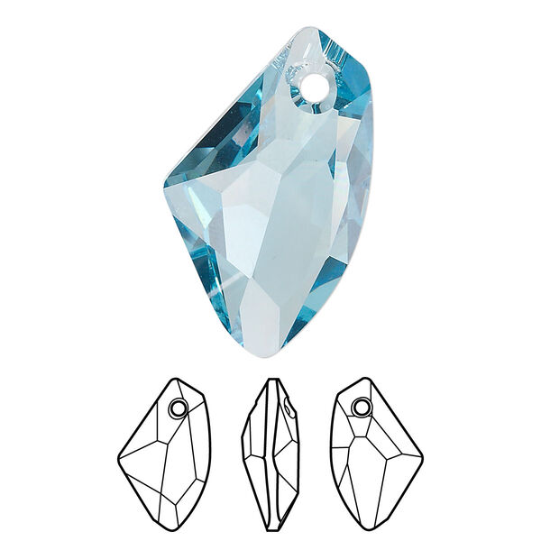 Drop 1pk aquamarine, Crystal Passions® 27x16mm pendant galactic vertical 6656 image number 0
