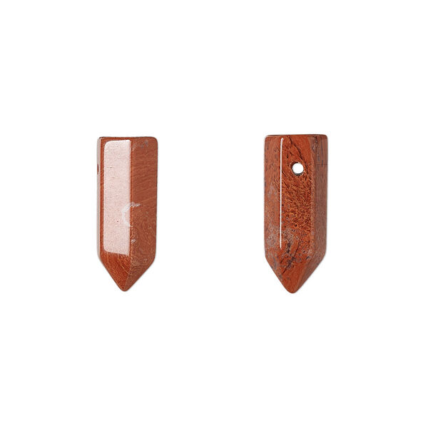 Bead, red jasper (natural), 16x5mm-19x6mm hand-cut top-drilled point with 0.5-1.5mm hole, B grade, Mohs hardness 6-1/2 to 7. Sold per pkg of 2. image number 0