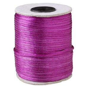 Cord, Satinique™, satin, violet, 2mm. Sold per 200-foot spool.