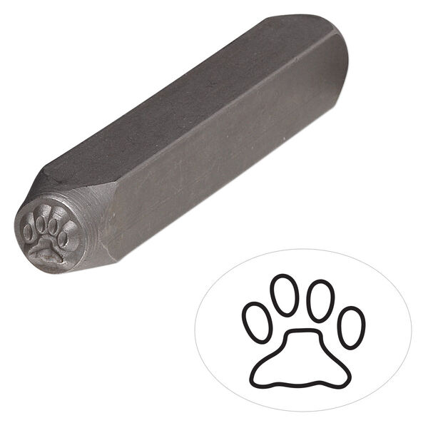 Stamp punch, tempered chrome vanadium steel, 6mm paw print, 2-3/4 x 3/8 inches. Sold individually. image number 0