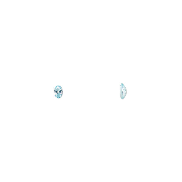 Gem, cubic zirconia, aqua blue, 6x4mm faceted oval, Mohs hardness 8-1/2. Sold per pkg of 2. image number 0