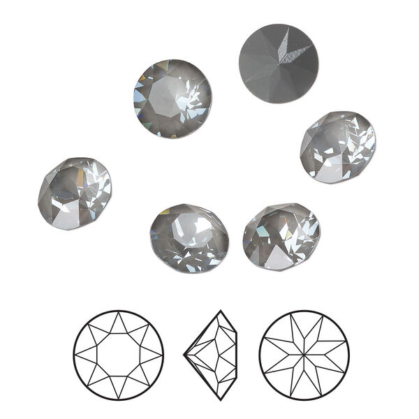 Chaton 6pk crystal dark grey ignite LacquerPRO, Crystal Passions® 8.16-8.41mm round SS39 1088 image number 0