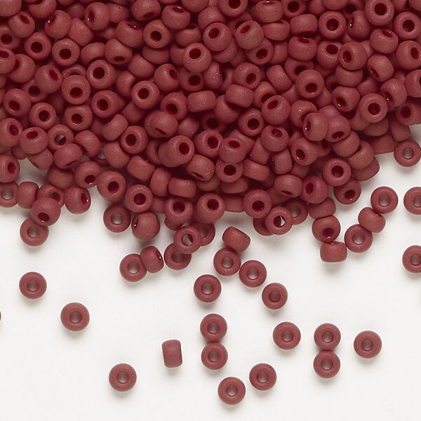 Seed bead, Miyuki, glass, pkg/50g, #8 rocaille, opaque matte currant, (RR-419F). image number 0