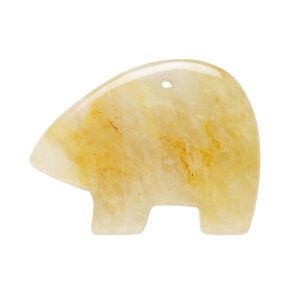 Golden "jade" 1pkg1, top-drilled and half-drilled Zuni-style bear focal natural, 34x21mm-38x29mm light to medium