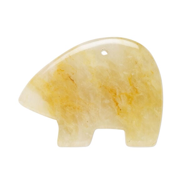 Golden "jade" 1pkg1, top-drilled and half-drilled Zuni-style bear focal natural, 34x21mm-38x29mm light to medium image number 0