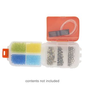Organizer, plastic, red and clear, 3-3/4 x 2-1/2 x 1-1/4 inch rectangle with 3 layer fold out, 8 compartments and snap-tight latch. Sold individually.