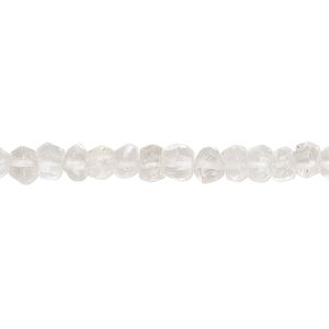 Quartz crystal 1pkg1, hand-cut tumbled faceted rondelle bead natural 12 inch 4x3mm-5x4mm