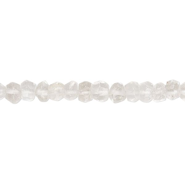 Quartz crystal 1pkg1, hand-cut tumbled faceted rondelle bead natural 12 inch 4x3mm-5x4mm image number 0