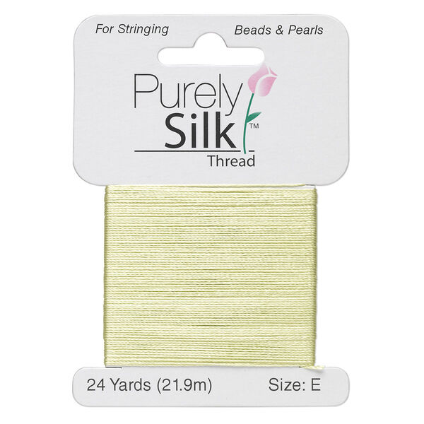 Thread, Purely Silk™, light green, size E. Sold per 24-yard card. image number 0