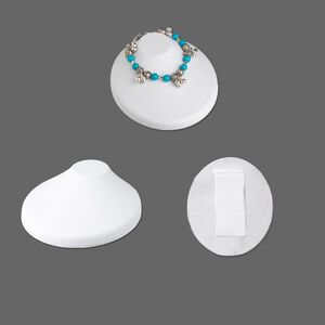 Display, necklace, leatherette, pkg/1, 5-1/2 x 4-3/4 x 2-1/2 inches, white.