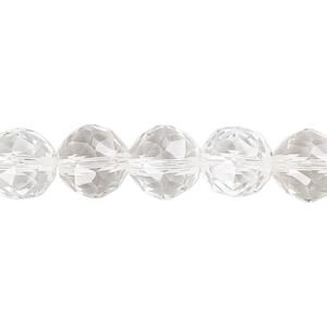 Quartz crystal 1pkg1, rose-cut round bead natural 8 inch 10mm