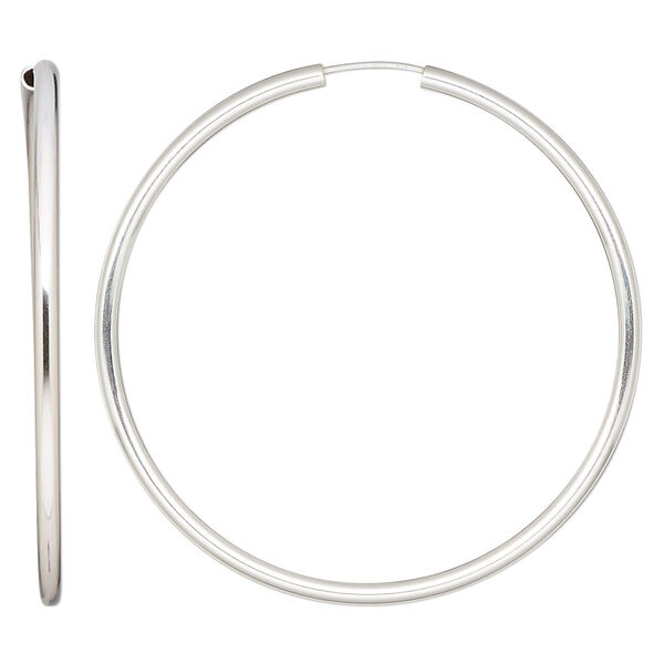 Earring, sterling silver, 50mm round hoop with endless-loop closure. Sold per pair. image number 0