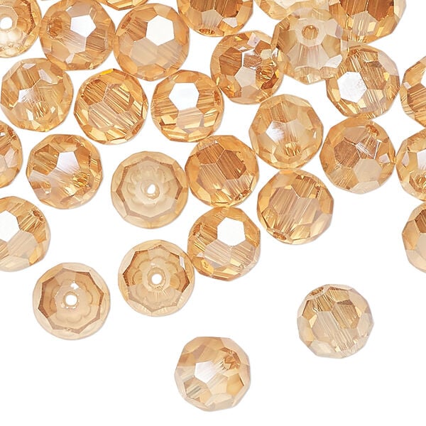 Bead 72pk translucent crystal golden shadow, Celestial Crystal® 8mm round image number 0