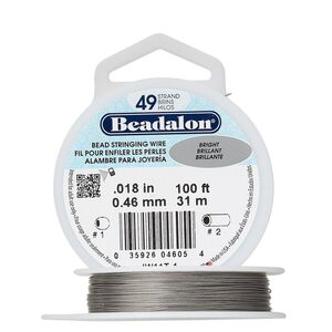 Wire, Beadalon®, nylon and stainless steel, bright, 49 strand, 0.018-inch diameter. Sold per 100-foot spool.