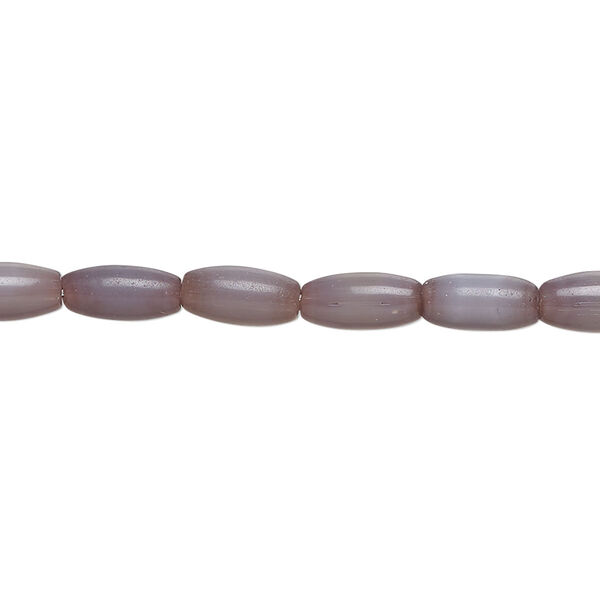 Bead, fiber optic glass, pkg/14 inch, opaque lavender, 8x5mm center-drilled oval. image number 0