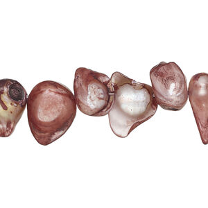 Pearl, cultured freshwater (dyed), brown, 7x6mm-24x9mm baroque with 0.4mm hole, D grade, Mohs hardness 2-1/2 to 4. Sold per 15-inch strand.