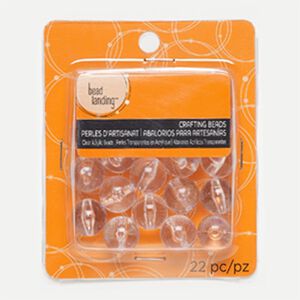 Bead, acrylic, clear, 15mm round. Sold per pkg of 22.